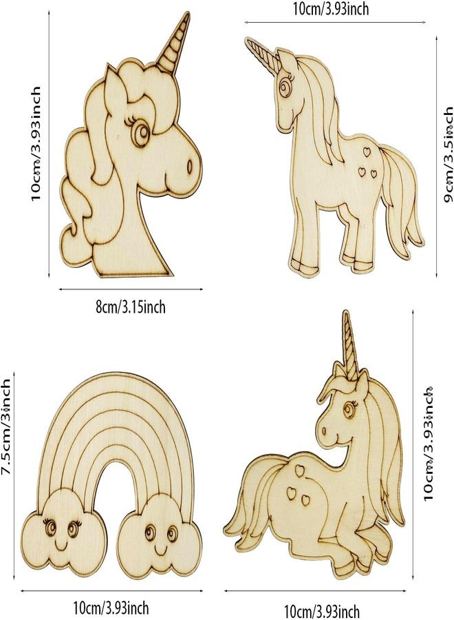 Cliths 32 Pcs MDF Wooden Unicorn and Rainbow Cutouts for DIY Crafts Unfinished Shapes to Paint Craft Ornaments for Kids Unicorn Birthday Party Gift Tags Home Decoration Craft Projects - Image 2